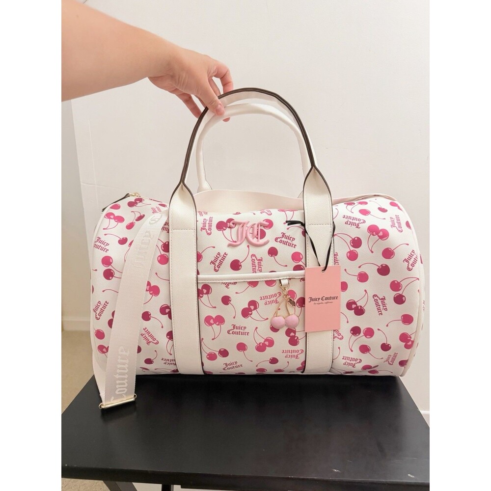 NWT Juicy Couture White Cherry On Top Weekender Travel Duffel Bag
